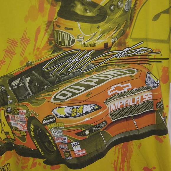 Jeff Gordan 24 Hendrick Motorsports Race Car Yellow T-Shirt, Double Sided - Picture 2 of 16